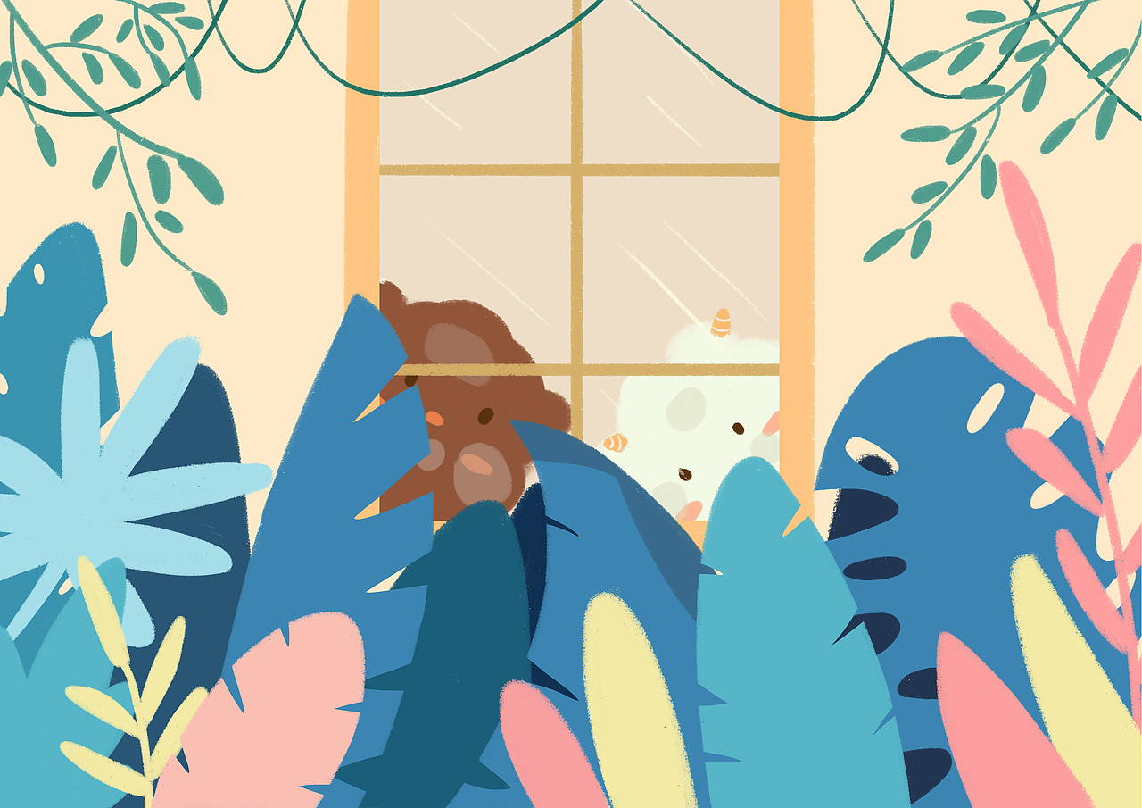 零基础练习2 (植物插画海报)（图ZMjg0NTQzNTM2） - 商业插画 - 站酷设计师小帽哈原创素材 - 站酷ZCOOL