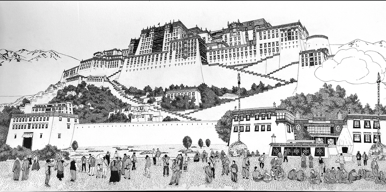 手绘八米西藏长卷