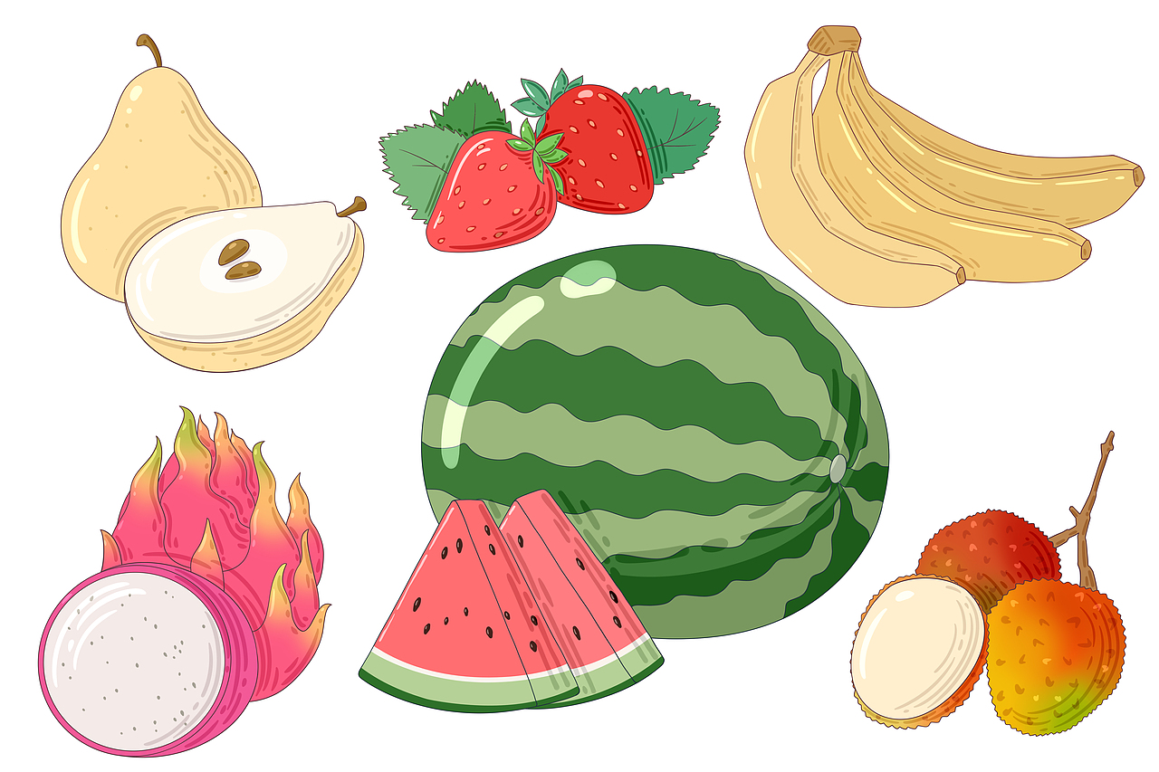卡通水果大全（图ZMjE4NjUzOTIw） - 商业插画 - 站酷设计师王大莹原创素材 - 站酷ZCOOL