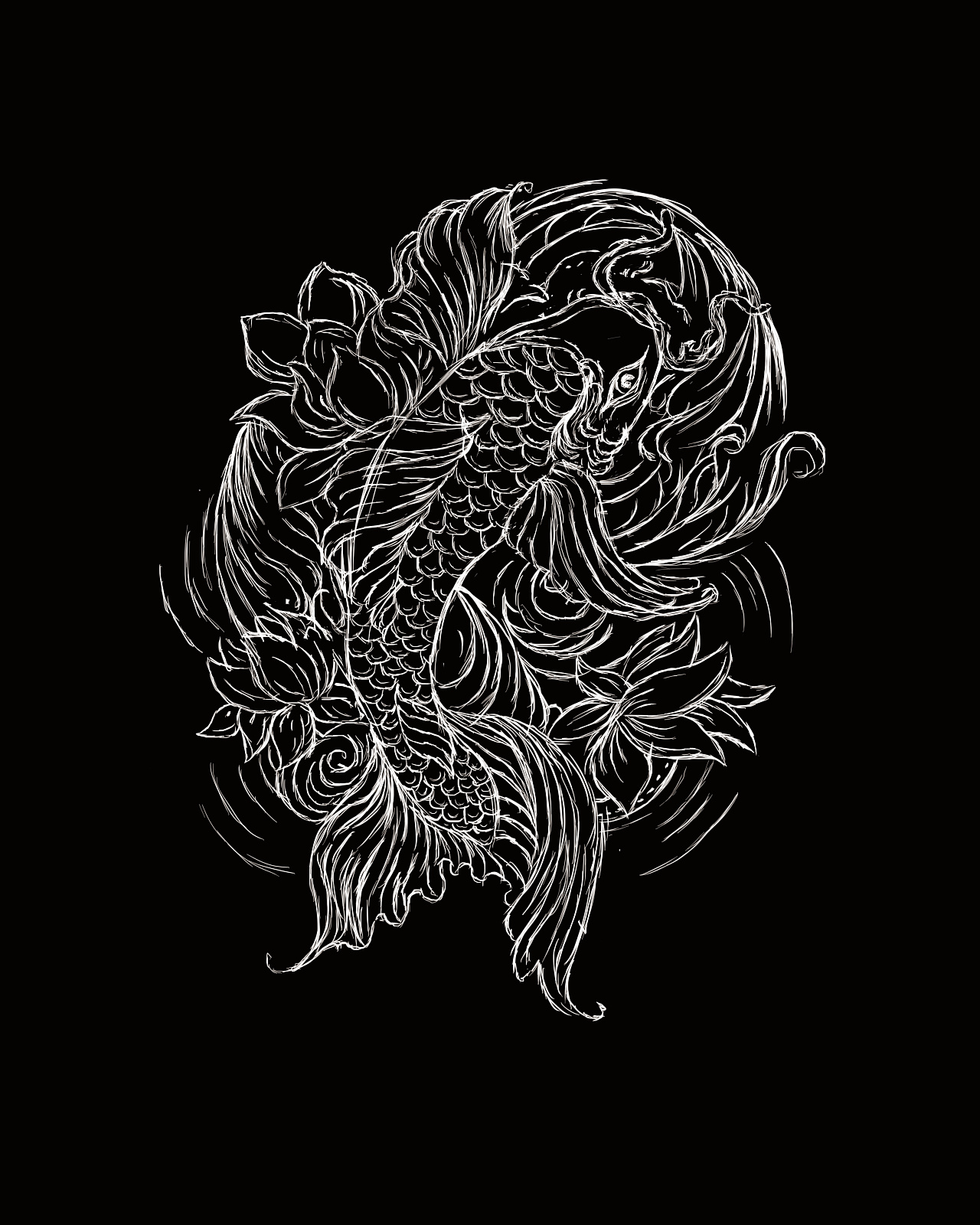 线稿鲤鱼|插画|艺术插画|杨先生呀 - 临摹作品 - 站酷 (zcool)