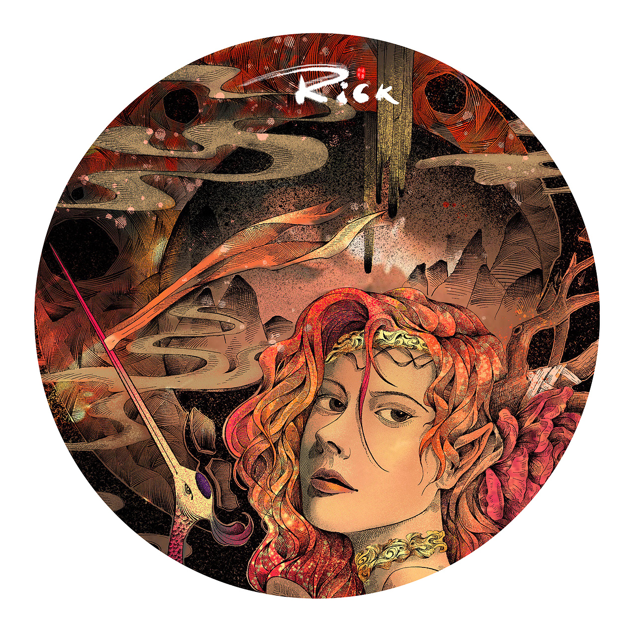 原创系列插画荆棘鸟