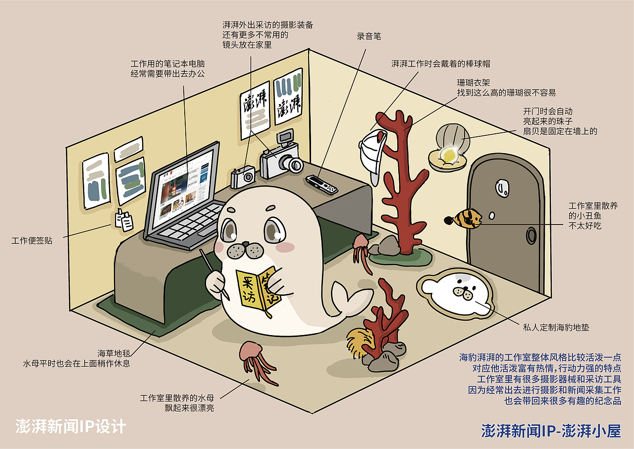 澎湃新闻IP-鲸鱼澎澎与海豹湃湃（图ZMjU2MjAwMzQ0） - IP形象 - 站酷设计师harrietyu96原创素材 - 站酷ZCOOL