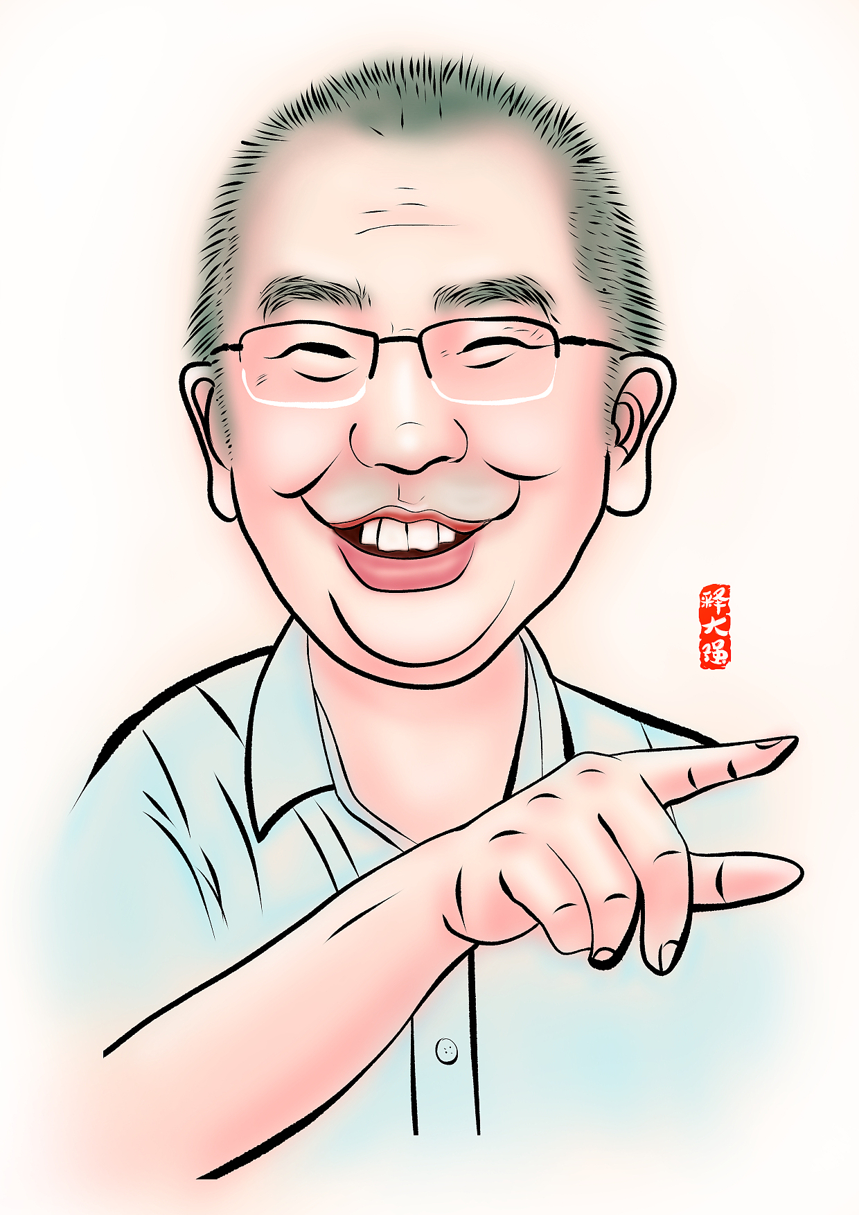 人民英雄张定宇漫像   释大强 画