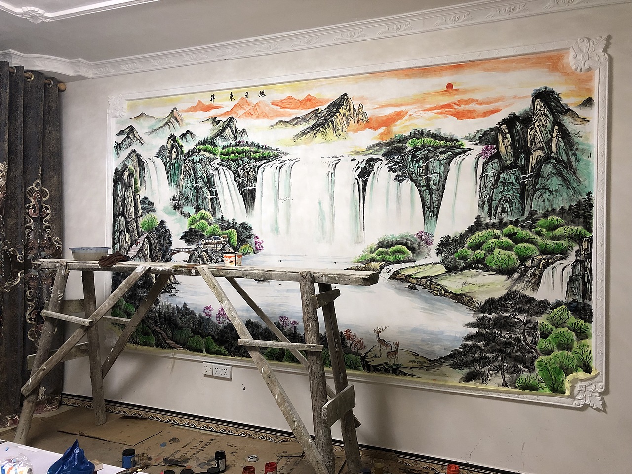 电视背景墙手绘！读读书不认真，画画不好看，继续学习（图ZMTQ2MDU1NDUy） - 绘画 - 站酷设计师画陈原创素材 - 站酷ZCOOL