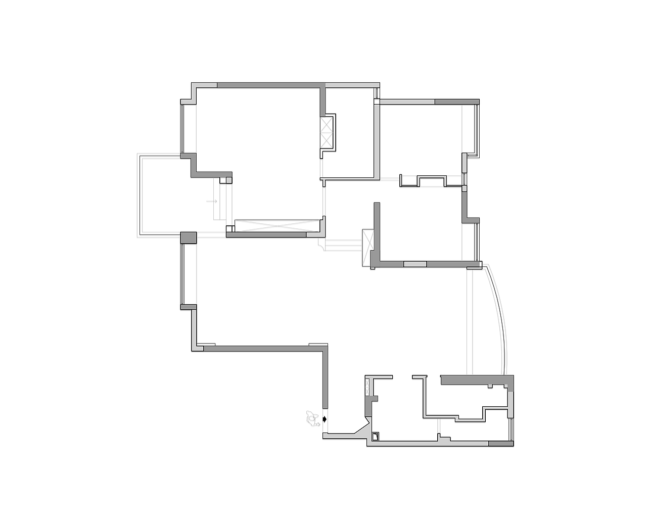 1、玄关、客厅弧形墙角设计,增添空间节奏变化;
<br>2、利用原客餐厅部分空间,打造老人房,并设计隐形门;<br><br>3、优化部分墙体结构,收纳颜值满满;<br><br>4、客厅沙发背后地台延伸设计,增添亲子互动儿童阅读趣味性;<br><br>5、客厅天花吊顶斜面处理, 优化大梁,解决管道的隐藏,使空间不压抑;<br><br>6、合理规划主卧空间拓展女主人的梦想衣帽间;