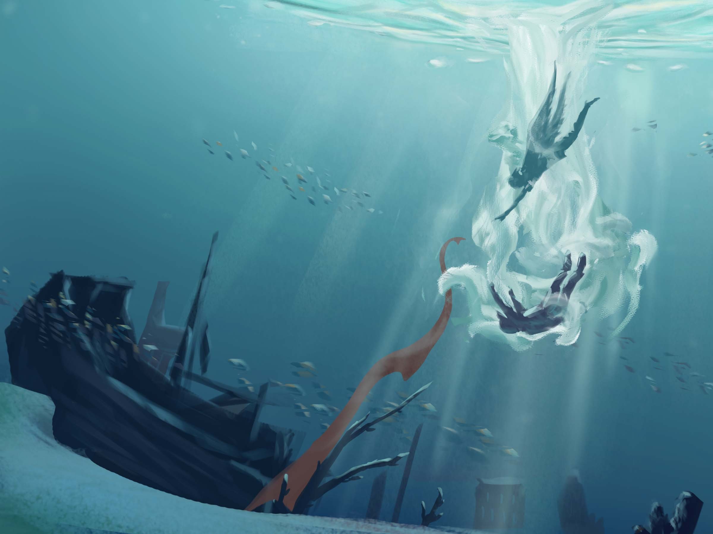 愿每个溺水之人都有救赎|插画|插画习作|洛洛大放 - 原创作品 - 站酷