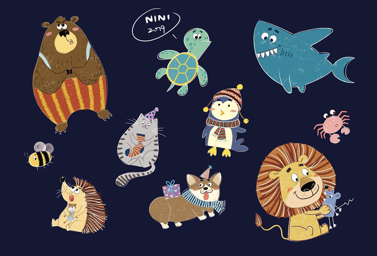 原创插画-画风随意的小动物|插画|创作习作|nini小可爱 - 原创作品