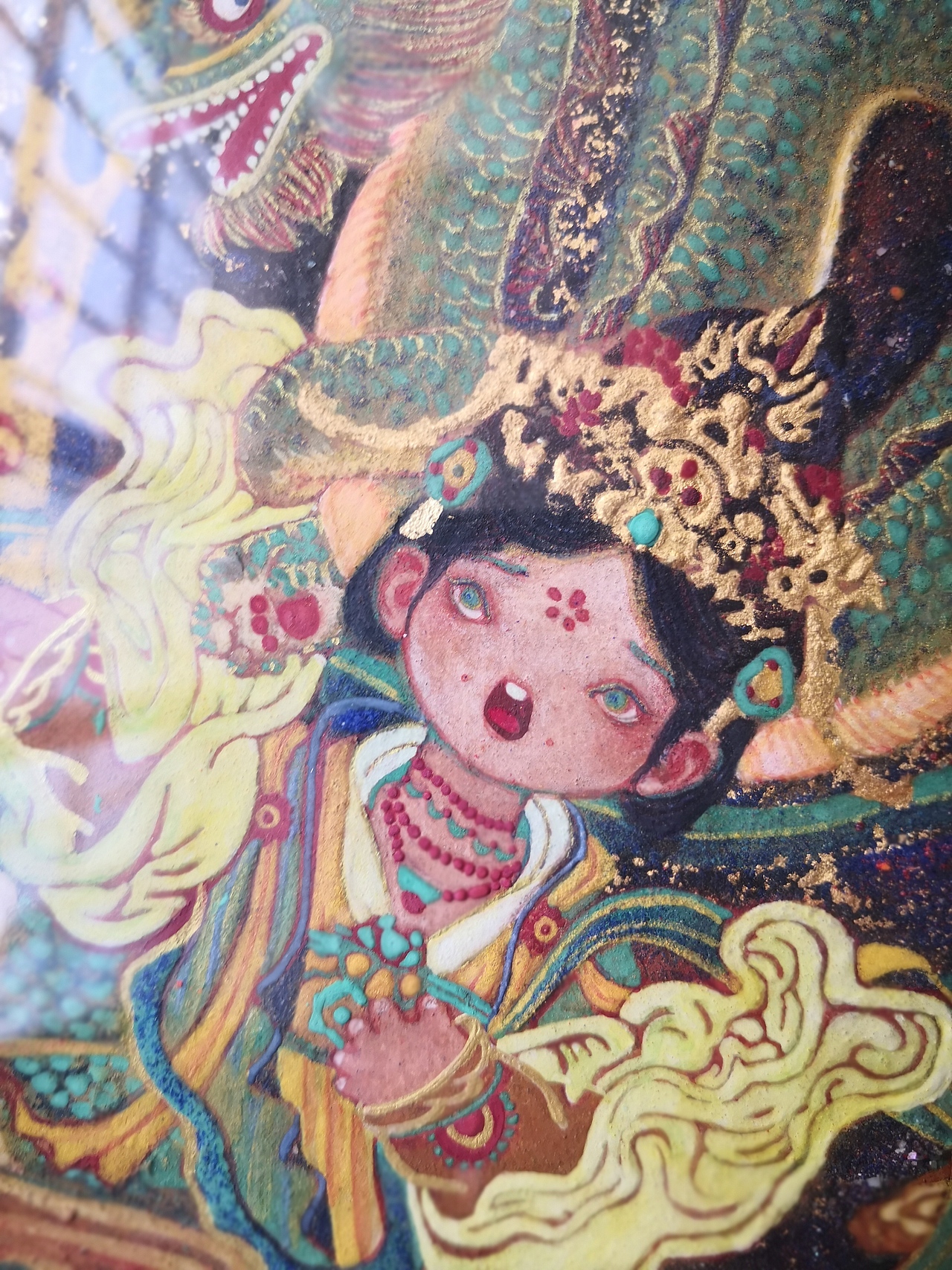 岩彩《武则天与牡丹》（图ZMTgwNDUxOTY4） - 商业插画 - 站酷设计师河洛娃娃原创素材 - 站酷ZCOOL