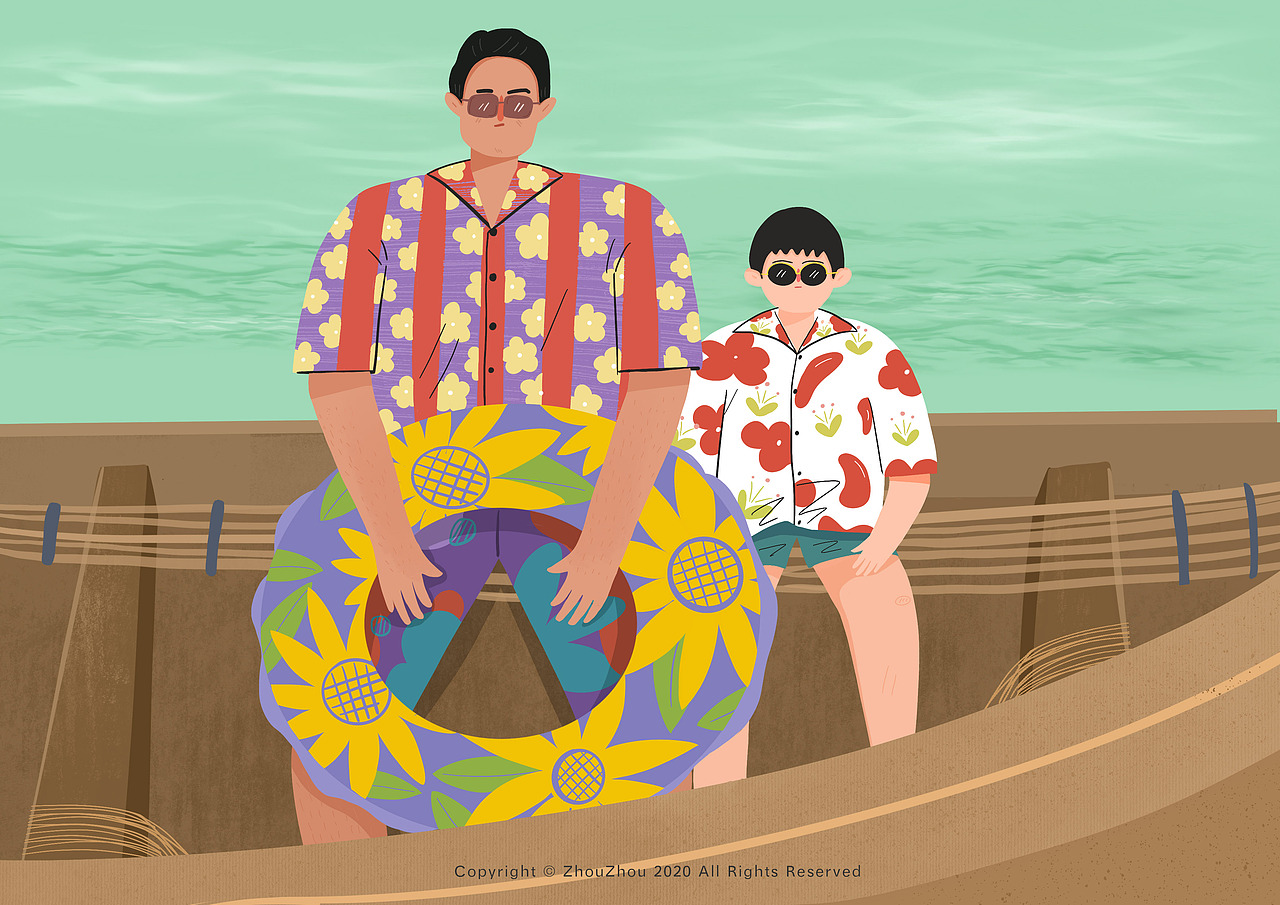 菊次郎的夏天 插画（图ZMjIxODcwNDI0） - 艺术插画 - 站酷设计师周小岛zz原创素材 - 站酷ZCOOL