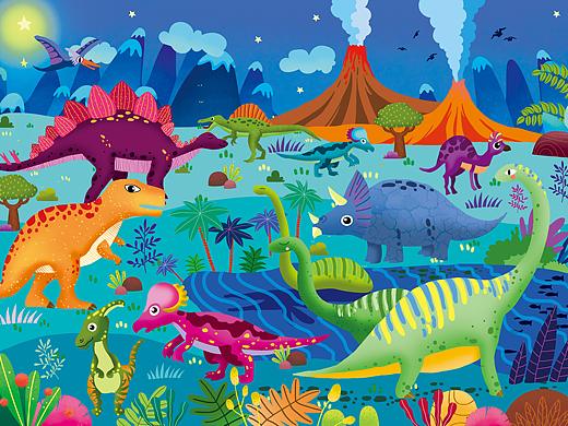 拼图插画设计一 —— 恐龙部落