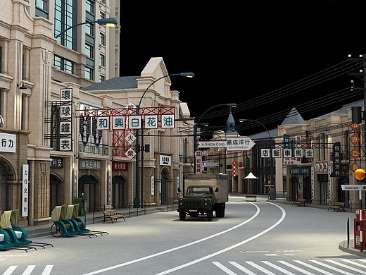 复古怀旧港风商业街三维-场景苏州商业美陈设计2年前怀旧的场景摄影