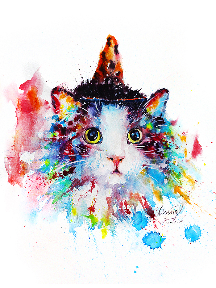 水彩下的貓青年（圖ZNzIwMDY5NDg=） - 商業(yè)插畫 - 站酷設(shè)計(jì)師lvireland原創(chuàng)素材 - 站酷ZCOOL