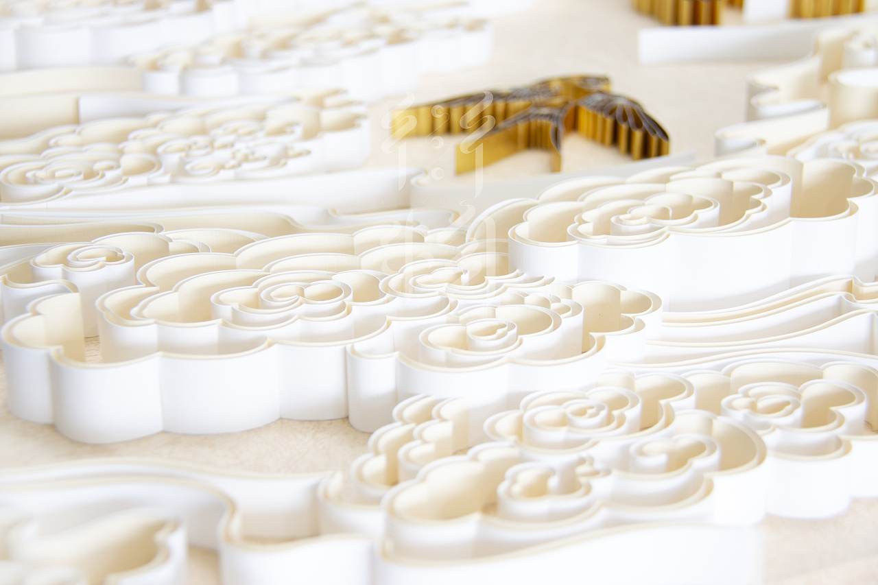 衍物-《祥云飞燕图》国风衍纸作品