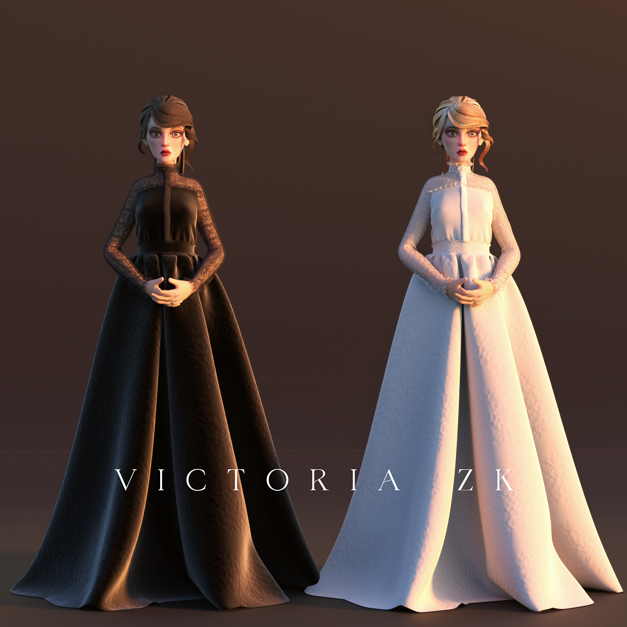 ip角色服装设计 | 黑白蕾丝边儿|三维|人物/生物|victoriasuen - 原创