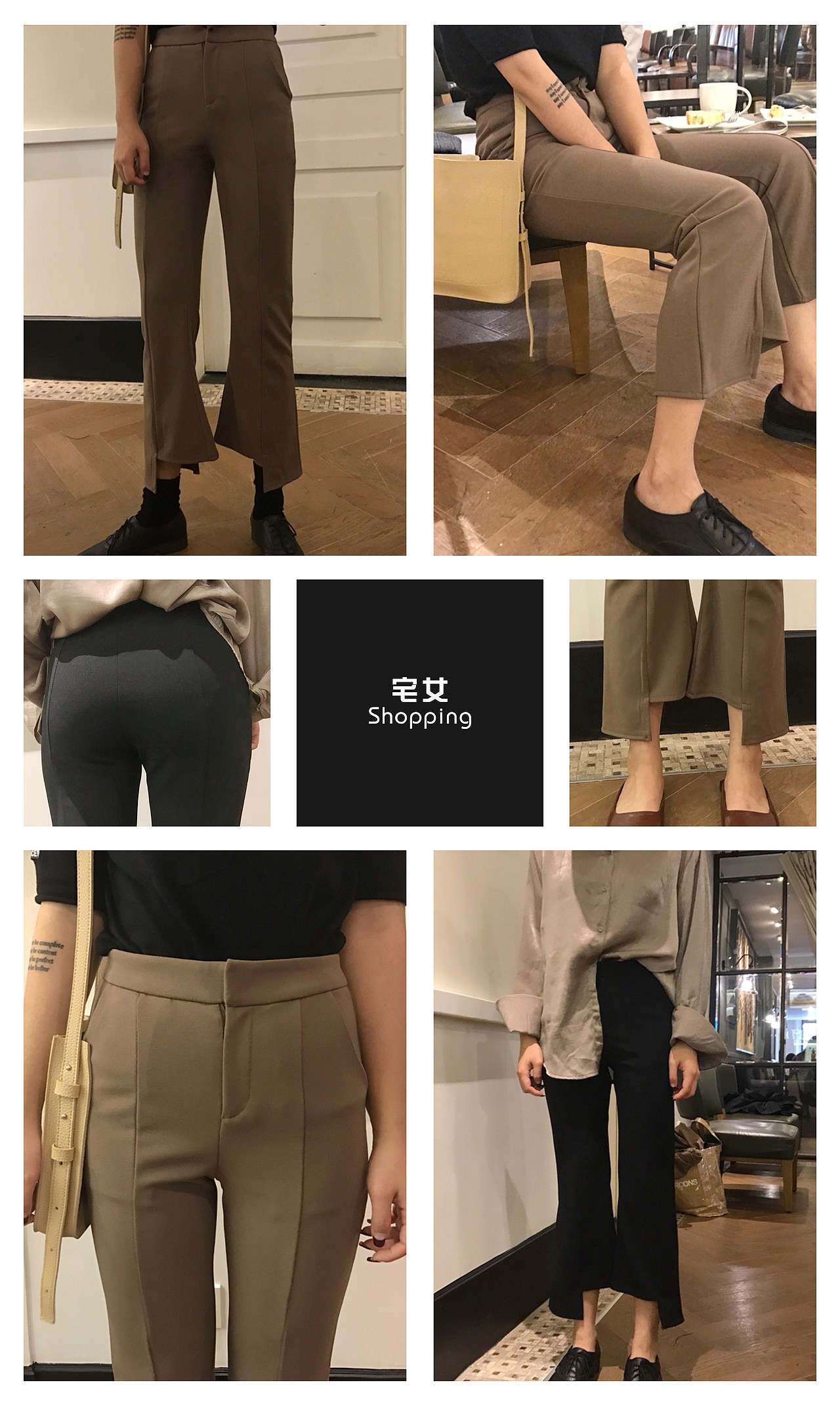 2017春季新款设计 港风不规则喇叭裤九分裤
款号:XH170348 <br>码数:S M<br>颜色: 卡其 黑色<br>面料: 棉布<br>¥:38