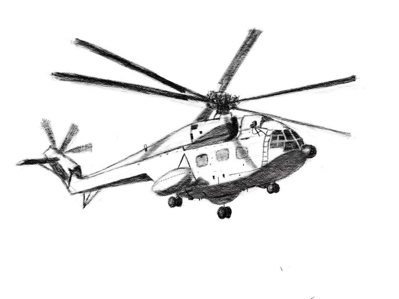 直升机图片素描画图片