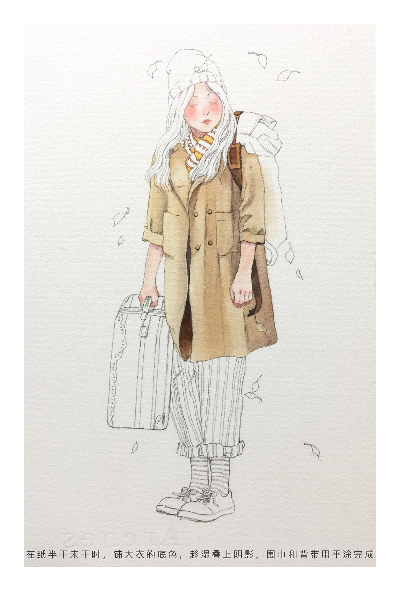 水彩图文笔记:森系少女②|插画|创作习作|鸿哥 - 原创作品 - 站酷