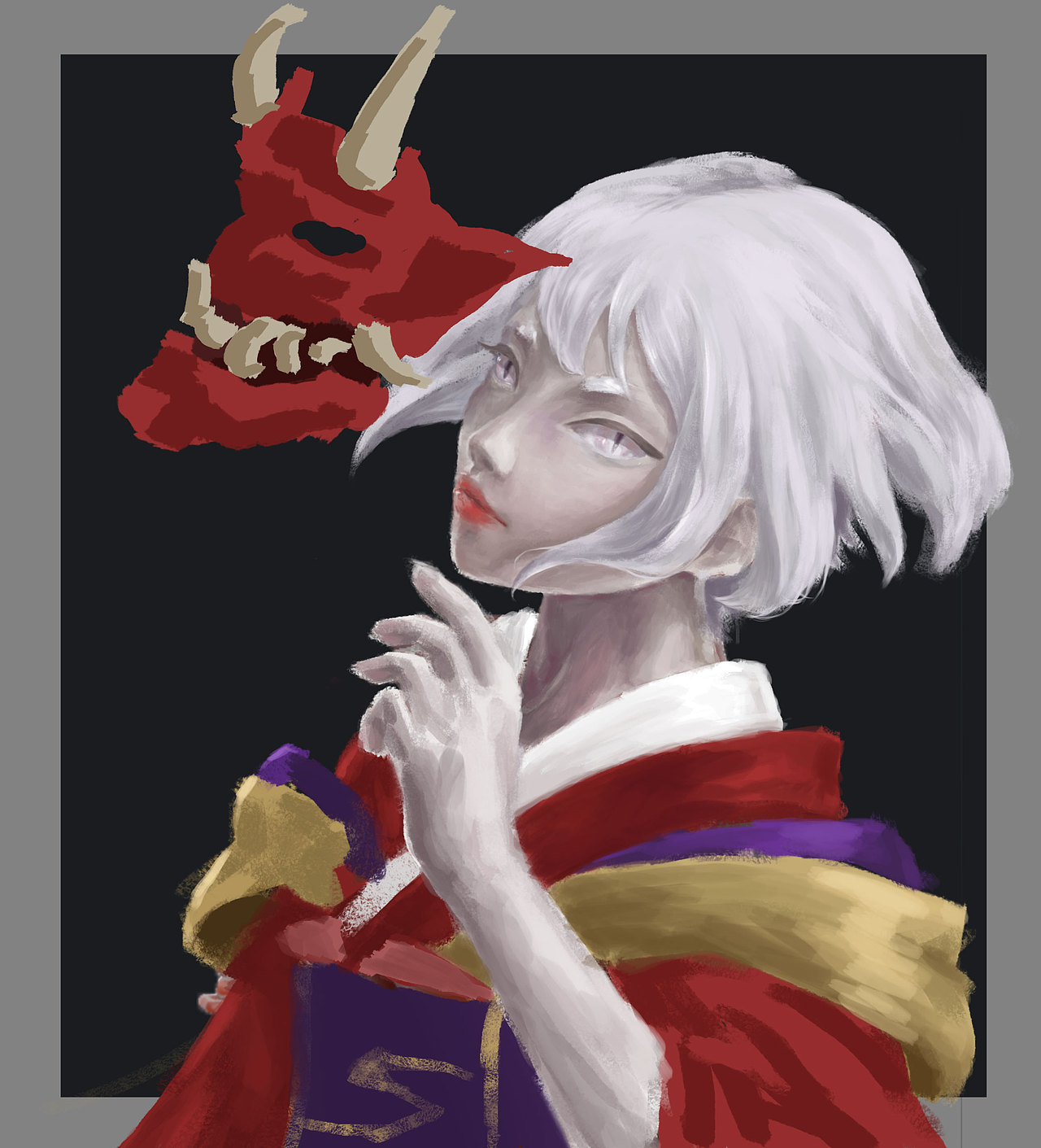 手绘日系般若女及步骤图