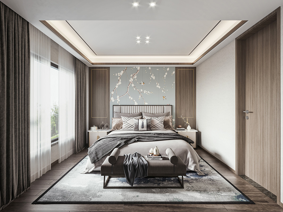 新中式卧室效果图（图ZMjcxMTcxMjYw） - 家装设计 - 站酷设计师东晋全案设计原创素材 - 站酷ZCOOL