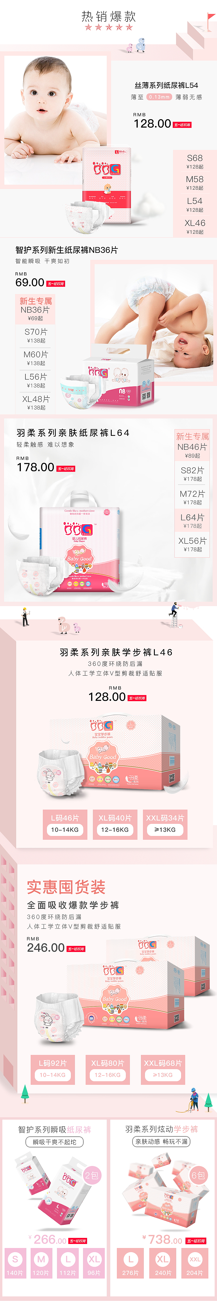 五一劳动节电商淘宝母婴纸尿裤粉色页面设计（图ZMTEzMzE0MDAw） - 电商 - 站酷设计师o0shirley原创素材 - 站酷ZCOOL