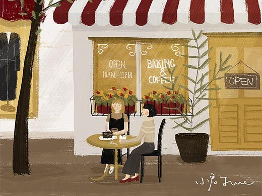 周末的咖啡店（个人主页-ZMjY1MTY4ODA=） - 创作习作 - 站酷设计师小君June原创素材 - 站酷ZCOOL