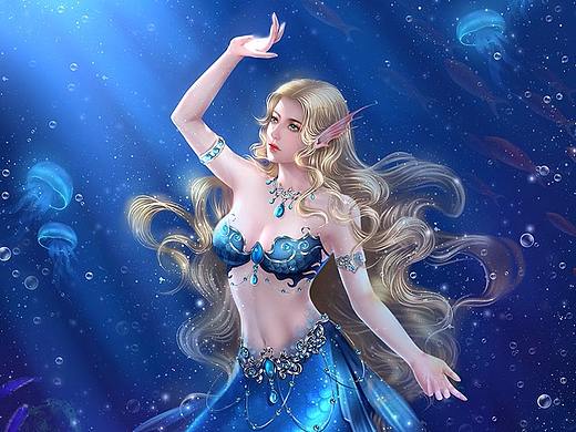 商业插画  涟彩寻   美人鱼