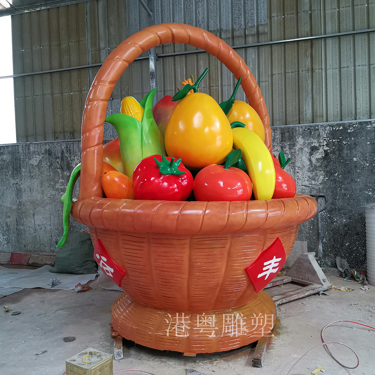 仿真大型水果蔬菜篮子玻璃钢农产品果园雕塑树脂摆件