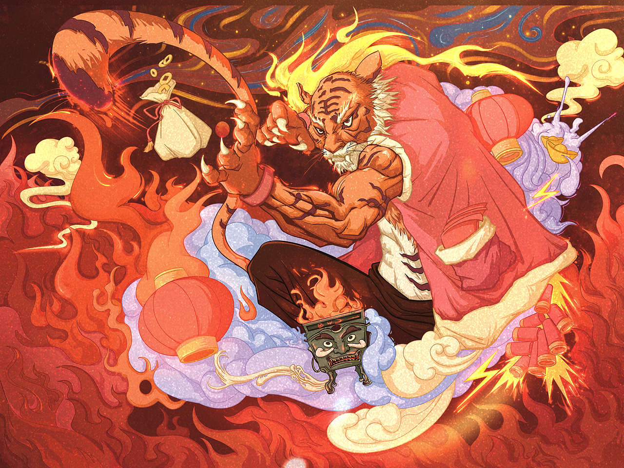 龙虎组图（图ZMzA3NTI2MDYw） - 商业插画 - 站酷设计师T_的cha原创素材 - 站酷ZCOOL