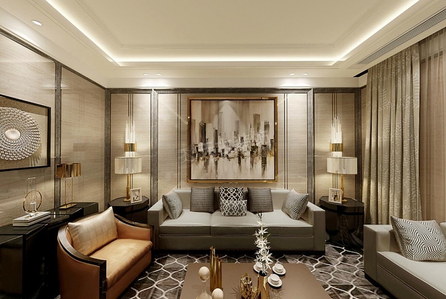 东原湖山樾装修,港式风格联排别墅设计图