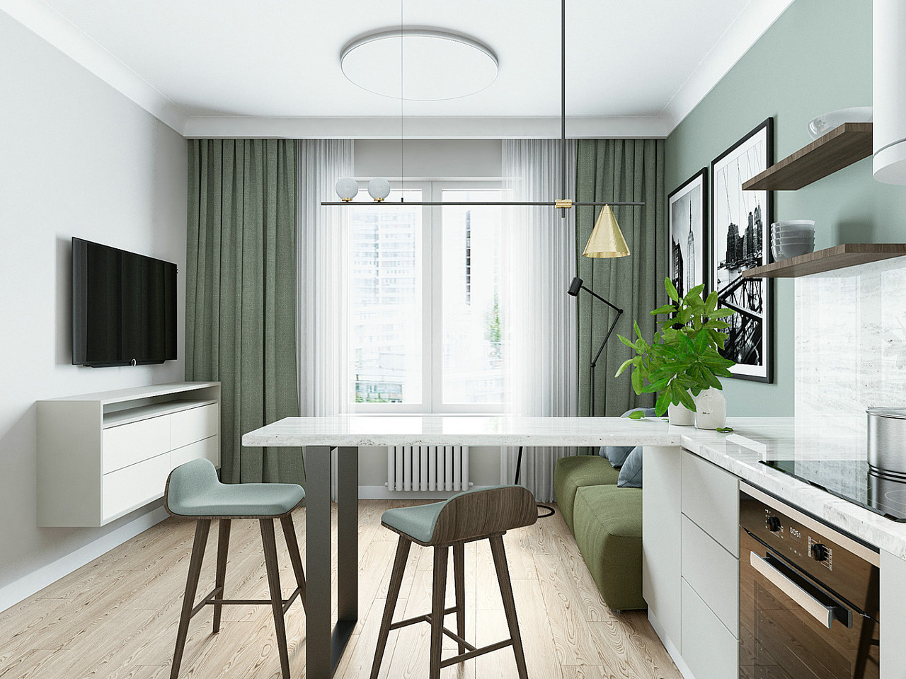 绿色的家-效果图 （独立完成）|空间|家装设计|NuttyOne - 原创作品 - 站酷 (ZCOOL)