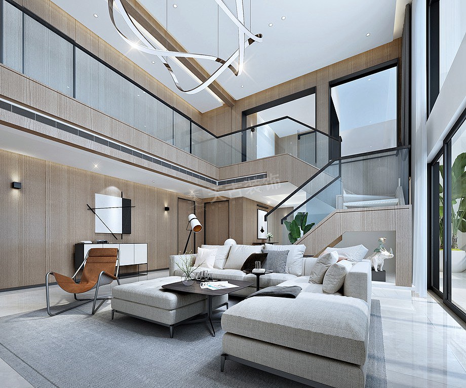 融创滨江壹号顶跃户型装修,现代轻奢风设计效果图