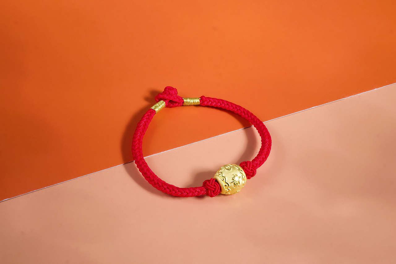 黄金转运珠红绳手链 场景拍摄【19图】