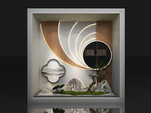 图书馆橱窗书法风效果图