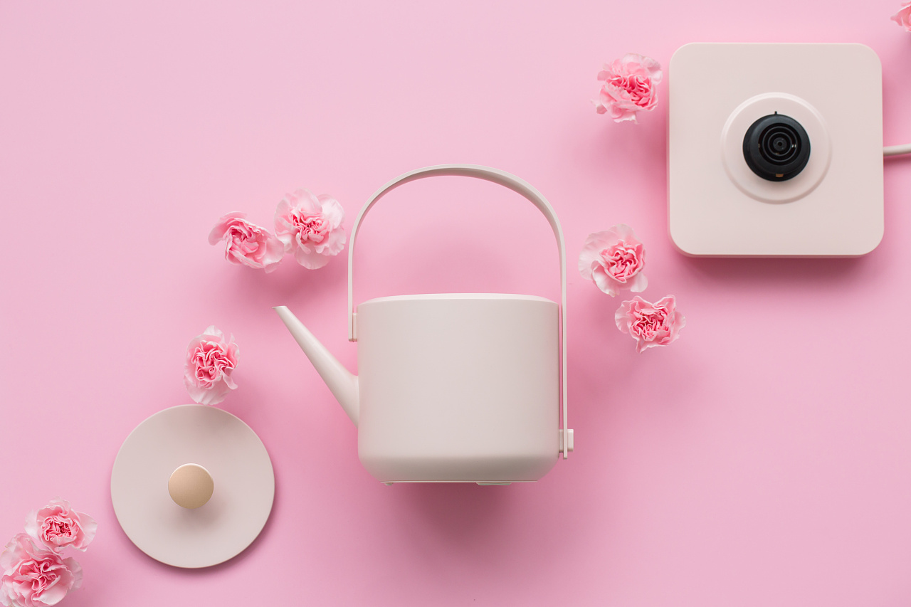 莫兰迪粉小提电热水壶 烧水壶