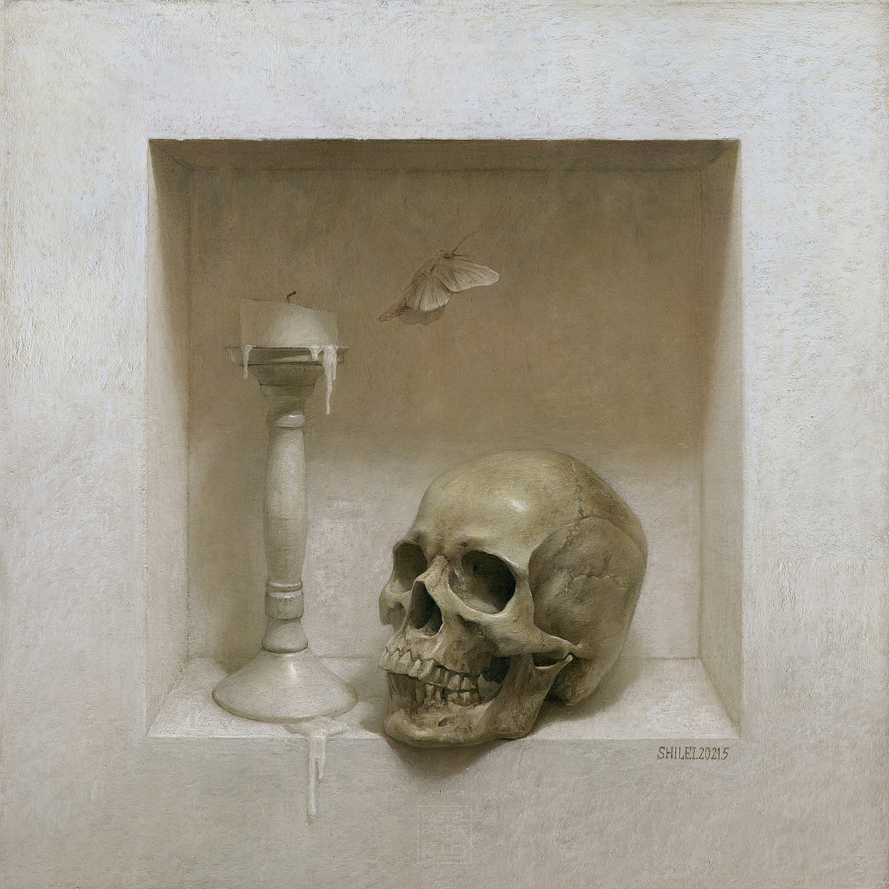 《头骨、蜡烛与蛾》（图ZMjU1NTAzMjMy） - 绘画 - 站酷设计师何石磊Leo原创素材 - 站酷ZCOOL