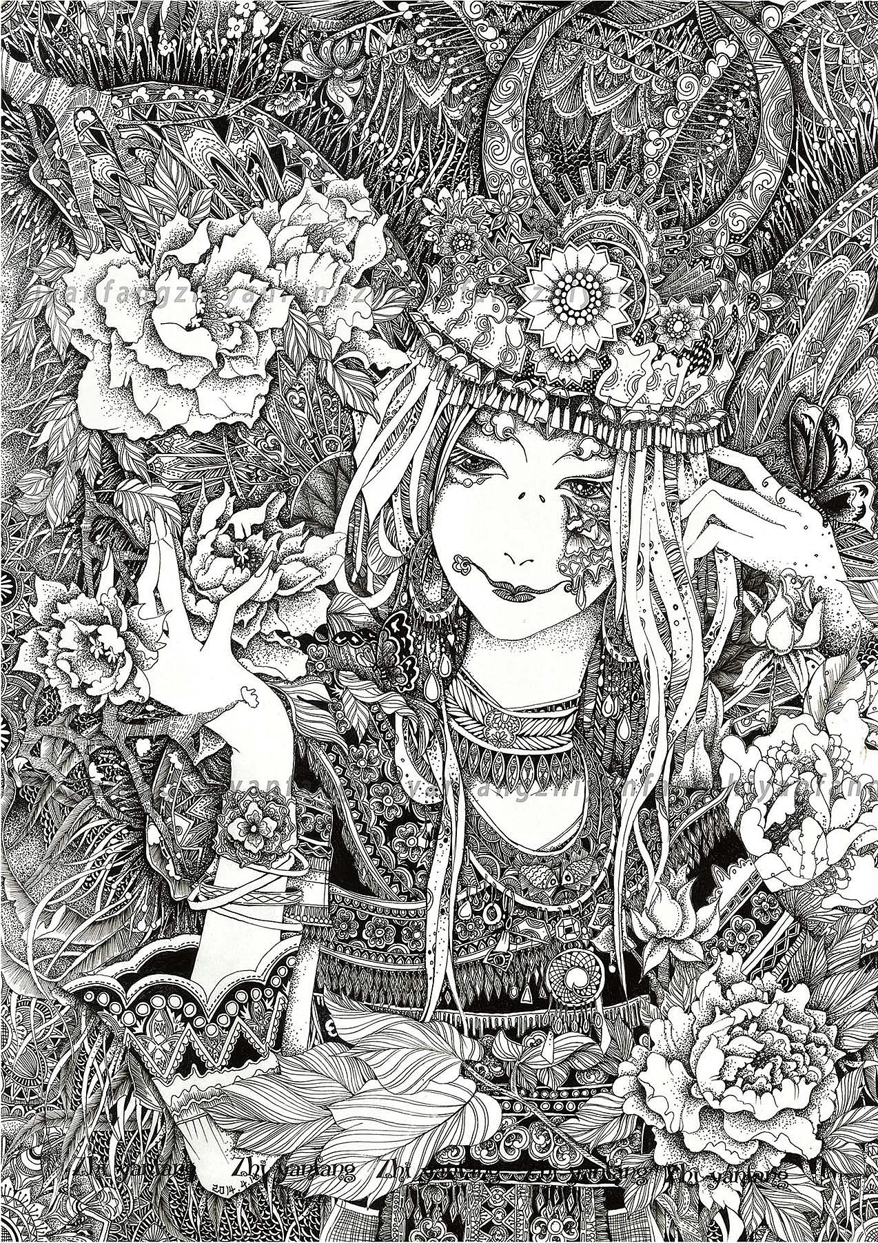 黑白装饰艺术插画创作