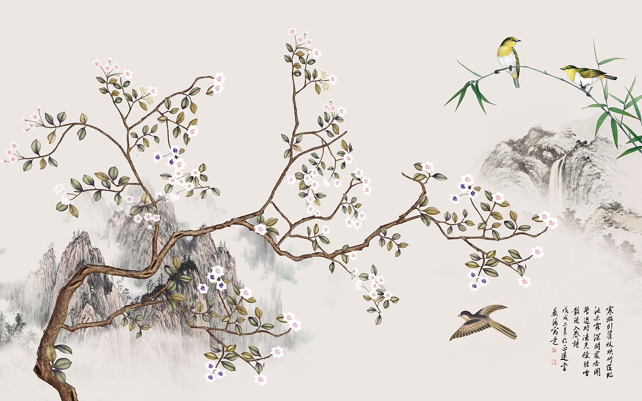 纱画、文创卷帘图案-花鸟（图ZMjg0NTI2Nzg0） - 图案 - 站酷设计师裕隆家居原创素材 - 站酷ZCOOL