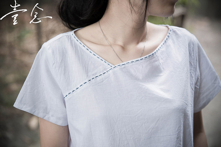 壹念原创女士夏装纯棉手工走线文艺百搭短袖套头T恤 女式纯棉T恤（图ZMTYzNjgwNDA=） - 休闲/流行服饰 - 站酷设计师王善斌原创素材 - 站酷ZCOOL