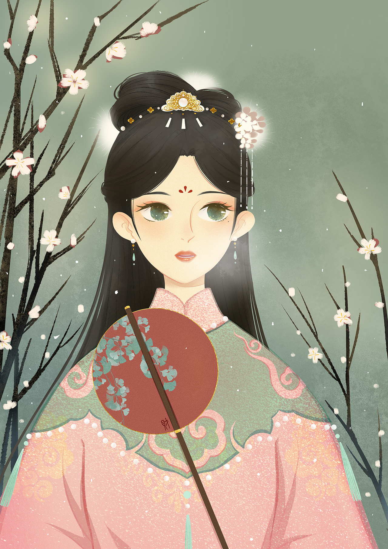 人物插画—初春寒（图ZMjAxMDE1MDYw） - 创作习作 - 站酷设计师喵阿财原创素材 - 站酷ZCOOL