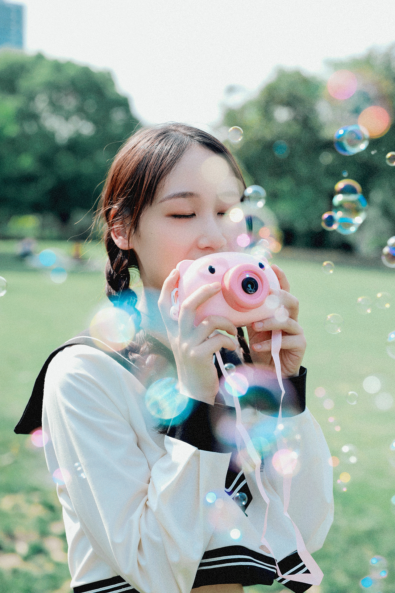 JK制服日系公园拍摄