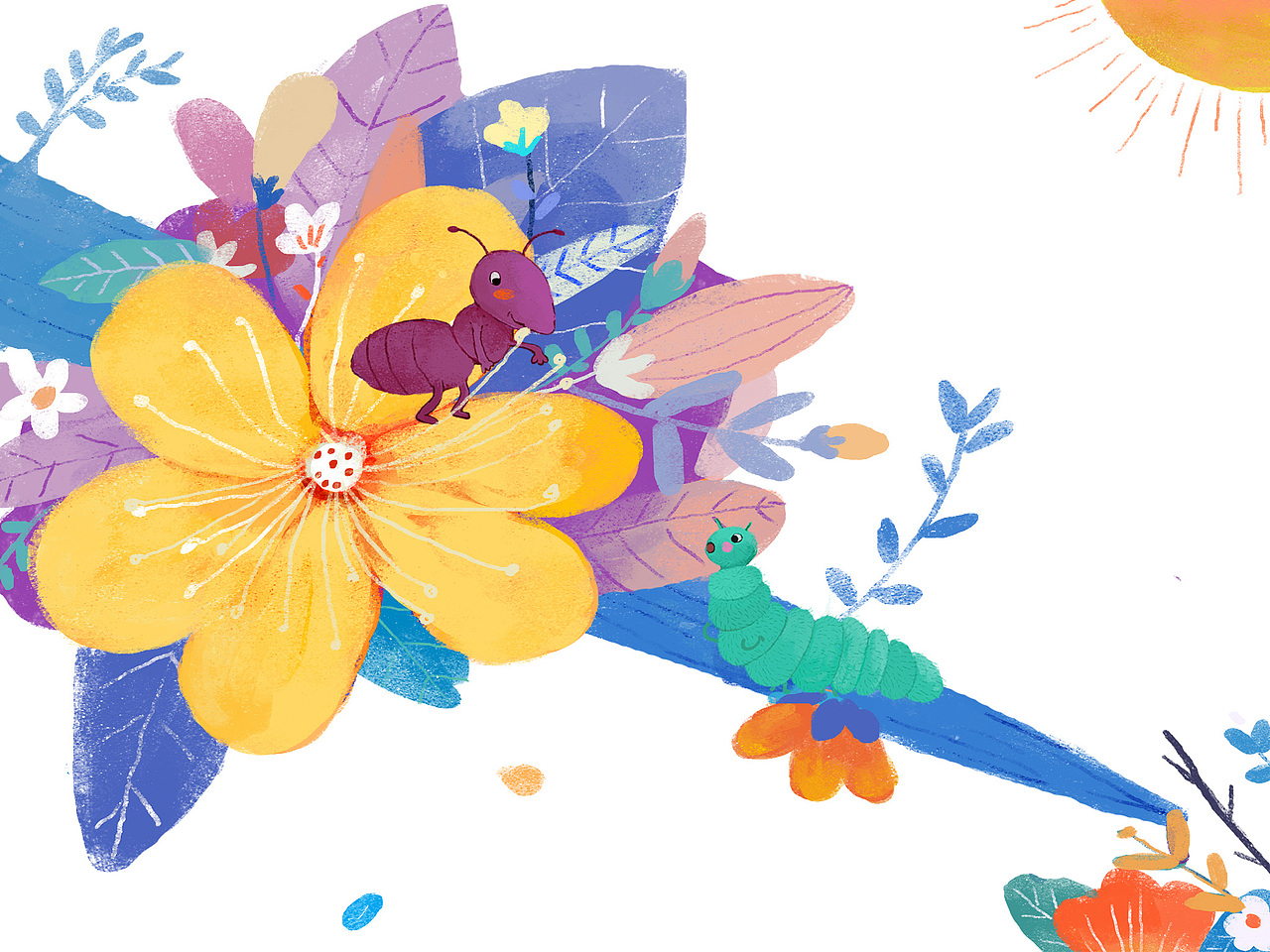 小蚂蚁与毛毛虫（图ZNjk2MTY4NzY=） - 儿童插画 - 站酷设计师硕果果的树原创素材 - 站酷ZCOOL