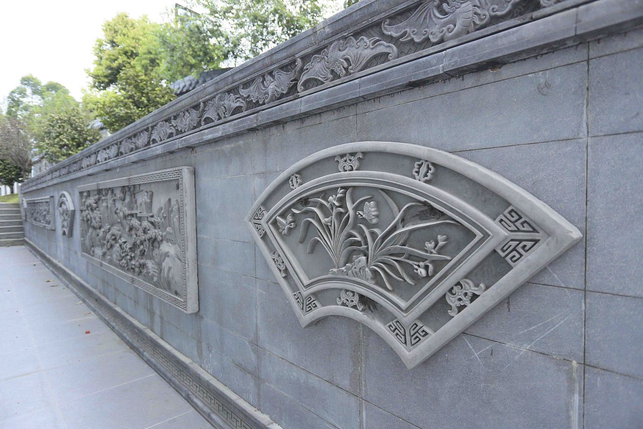 唐语仿古砖雕影壁墙浮雕展示