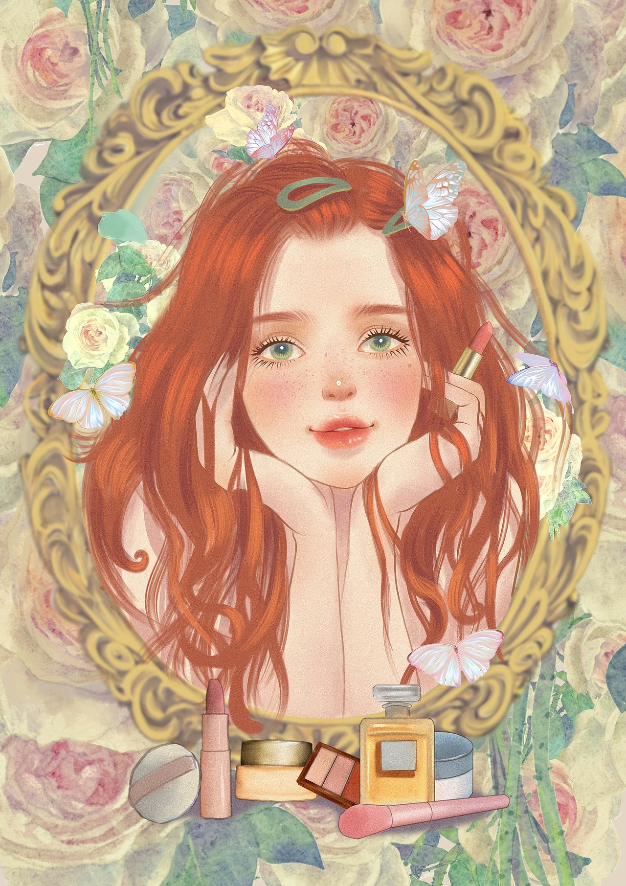 镜中少女（图ZMzA3MTI0MjY4） - 艺术插画 - 站酷设计师yunjiujiucloud原创素材 - 站酷ZCOOL