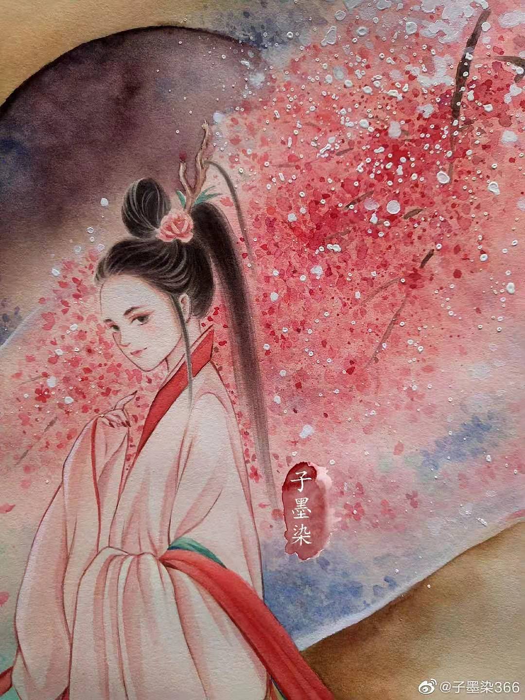 古风手绘水彩-幻境桃花（图ZMjQzODM2NzY4） - 商业插画 - 站酷设计师子墨染366原创素材 - 站酷ZCOOL