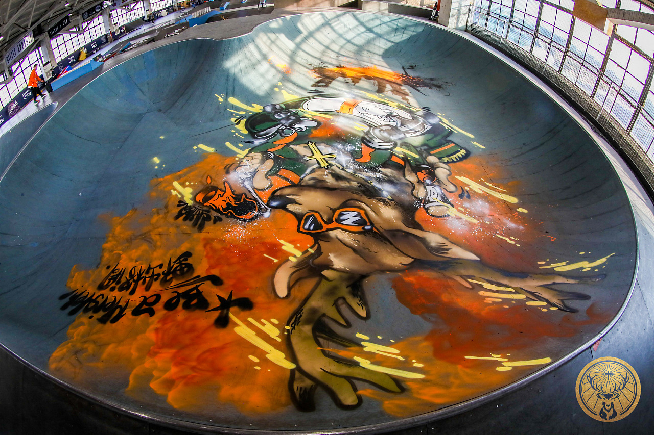 《鹿》camel&jagermeister野格 滑板场涂鸦作品