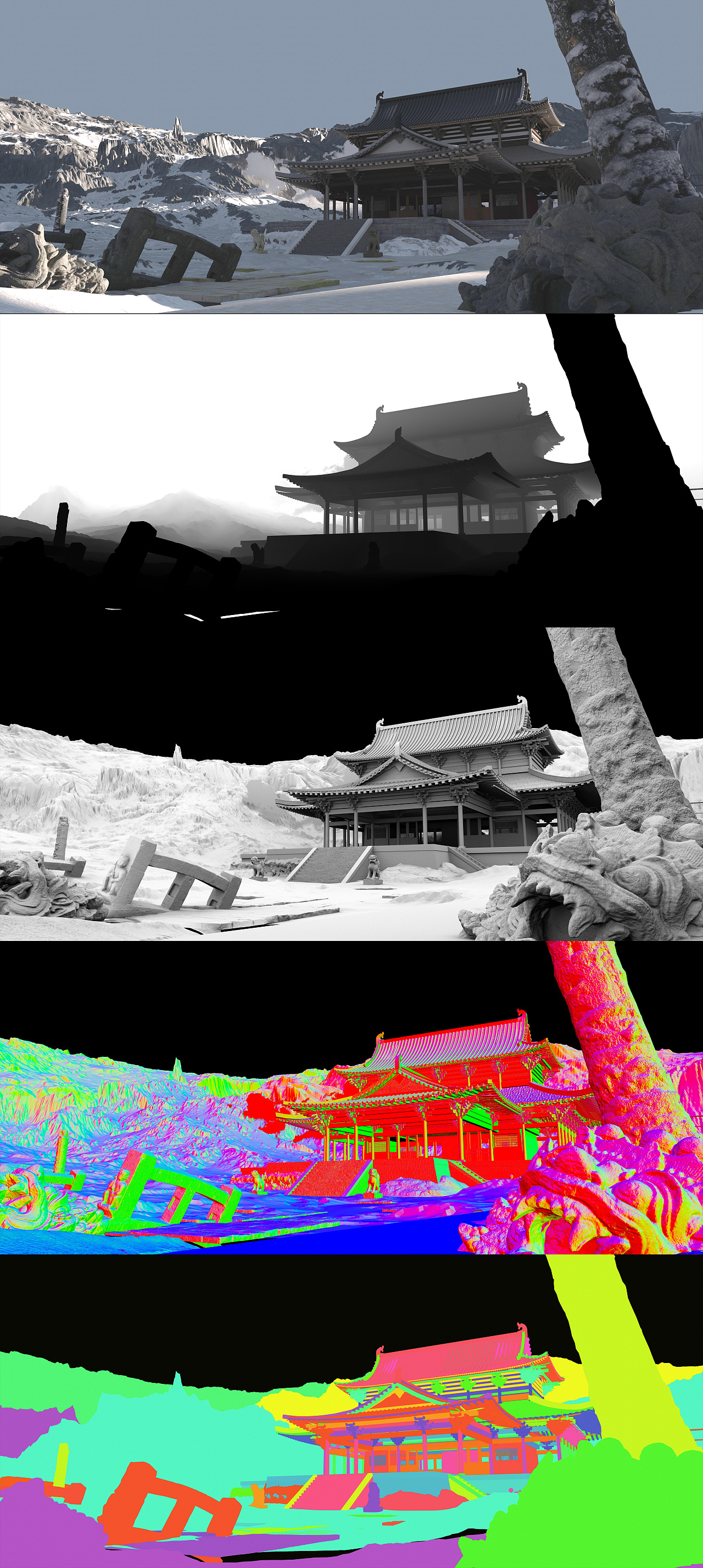 妖面行破败寺庙