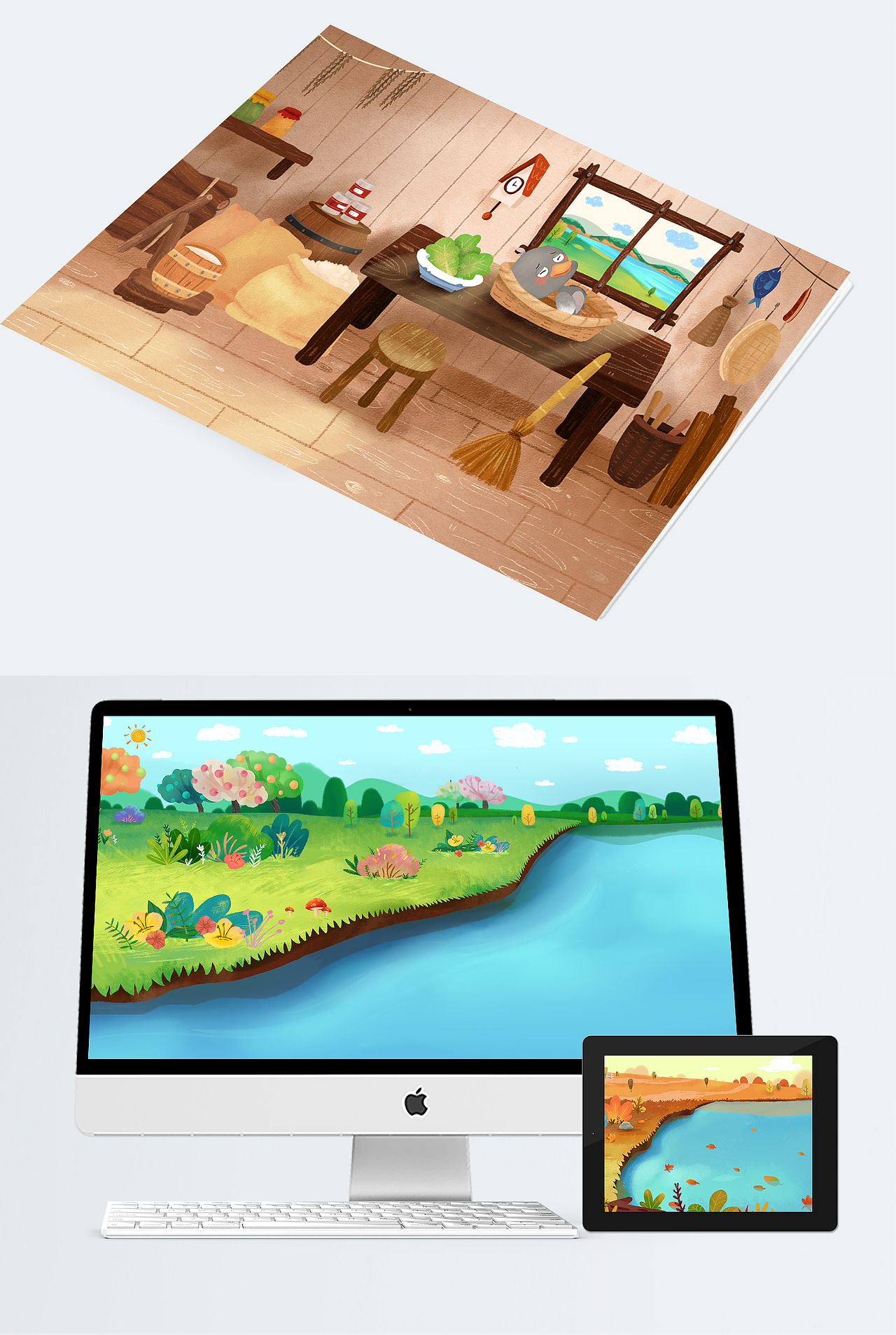 蜡笔魔法剧场景及角色插画设计