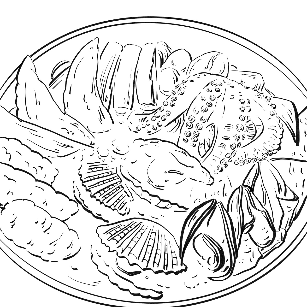 美食插画 海鲜汤