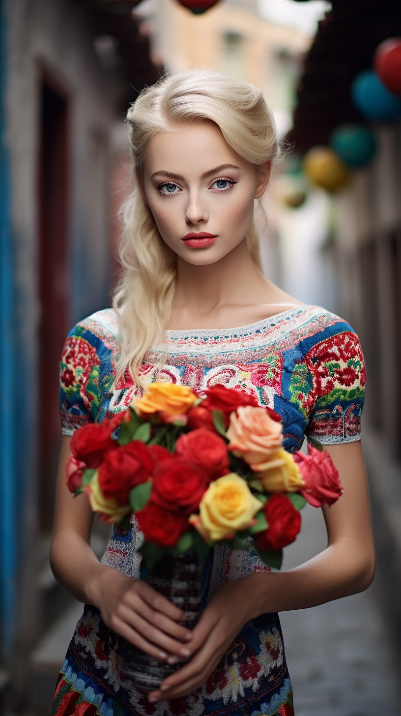 金发碧眼东方韵味的AI摄影创作