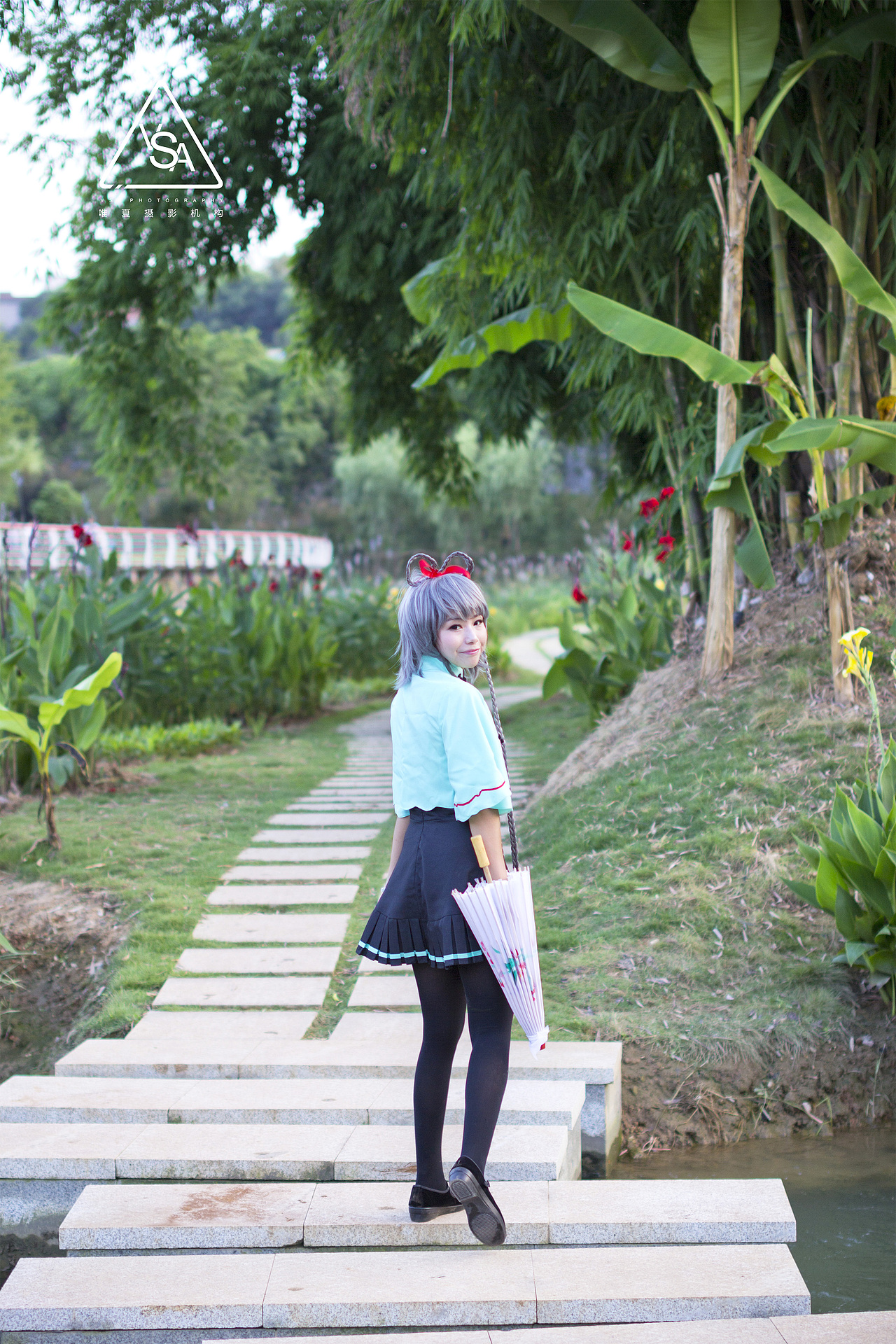 阳光,盛夏,黑猫,少女